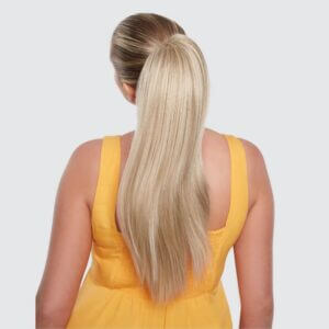 Back view of long straight Clip in Ponytail