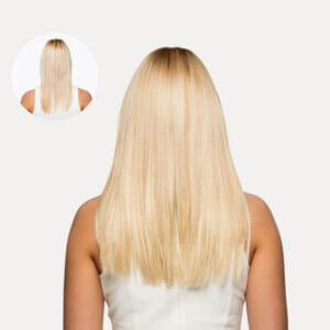 16” one piece straight clip-in hair extension back view