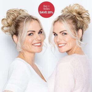 Messy scrunchie bun - duo pack - curly & flicky styles Front view
